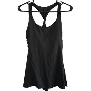 Lululemon Workout Tank Top Ruched Sides Built In Bra‎ Black Size S